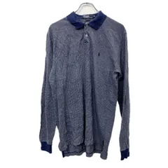 Polo by Ralph Lauren 長袖 ポロシャツ M ネイビー グレー ポロバイラルフローレン 千鳥格子柄 春秋物 a712-6738