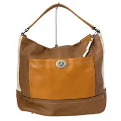 COACH(コーチ) ハンドバッグ ターンロック F24369 ブラウン×オレンジ×アイボリー レザー