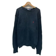 POLO by RALPH LAUREN　セーター　長袖　ニット　トップス　クルーネック　無地　ワンポイント　ブランドロゴ　スモールポニー　刺しゅう　古着
