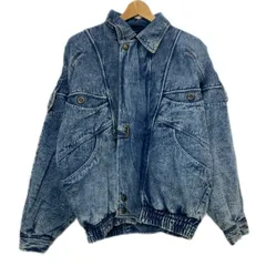 デニムジャケット　ボンバージャケット　ブルゾン　アウター　フルジップ　フロントポケット　ケミカルウォッシュ　エポーレット　古着