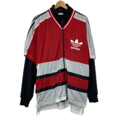 adidas　トラックジャケット　80s-90s vintage　80年代-90年代　ジャージ　レイヤード　取り外し不可　ハイネック　フルジップ　メッシュ　両面ロゴ　ワッペン　刺しゅう　トレフォイル　オーバーサイズ　スポーツ　古着