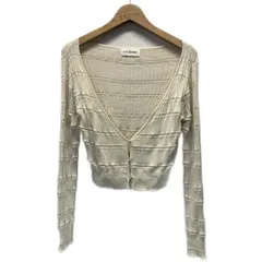 Lily Brown　カーディガンセーター　ニット　Vネック　ショート丈　ボーダー　ラグジュアリー　古着