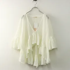 未使用 2024SS 大きいサイズ ローズティアラ Rose Tiara ハート透かし編みニットボレロ 46｜オフホワイト ブラウス  【2400014703689】