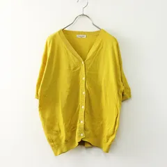 サマンサモスモス Samansa Mos2 SM2 コットン半袖Vネックカーディガン F＼イエロー ニット 羽織り【2400014741858】