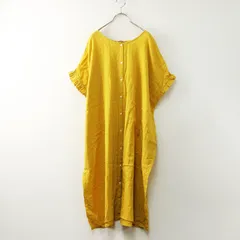 サマンサモスモス Samansa Mos2 SM2 お袖フリルワンピース F＼イエロー コットン ドレス ギャザー【2400014741841】