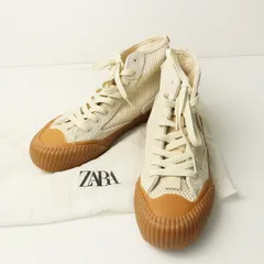 極美品 ザラ ZARA メッシュハイカットスニーカー 39/オフホワイト シューズ 靴 約25.0cm【2400014474886】