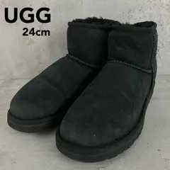 UGG アグ ムートンブーツ クラシックミニ 5854 ブラック 黒 24cm W7 羊革 シープスキン ボア 極暖 防寒 フラット ショートブーツ 定番 人気モデル レディース 正規品 5854 ★ ◆■