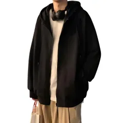 [レグエイト] メンズ ジップ パーカー フード付き トレーナー 長袖 大きいサイズ 薄手 スウェット 秋 春 夏 カジュアル オーバーサイズ 通気性 吸汗速乾 軽量 スポーツ トップス (JP, アルファベット, XL, ブラック) [ブラック] [XL]