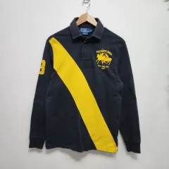 ポロ ラルフローレン ビックポニー ラグビー ロングスリーブ ブラック/イェロー