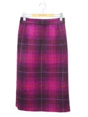 マッキントッシュフィロソフィー H5S06-814-25 スカート 38 パープル ウール チェック ミモレ丈 IT3K5WTD4GEG