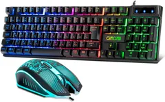 CHONCHOW ゲーミングキーボードマウスセット ps4 スイッチに対応 108キー 日本語配列 「無変換」/「変換」キー付き LEDバックライト 19キー防衝突 USB 有線キーボード 防水 (日本語配列，2025年度版，黑) AL444