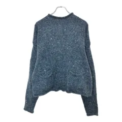 Bass アンゴラ混 ロールネック アクリルニット セーター ネイビー(メンズ L)中古 古着 X0956