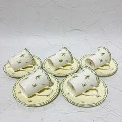 NARUMI Fine China 日本製 カップ＆ソーサー 5客セット グリーン オリーブ 美品