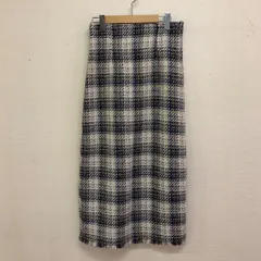 natural couture 23AW チェックツイードハイウエストスカート ナローシルエット バックスリット ブルー FREE