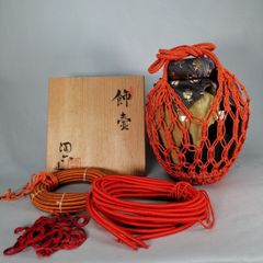 AQ86 尾中窯 克作 丹波 飾壺 茶壺 未開封 結び緒3本