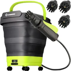 CUTMAN HEROES 高性能スペック プロ清掃会社でも使用高圧洗浄機 軽量 コードレス 家庭用 ポータブル 折りたたみ キャスター付き ベランダ 玄関 大掃除 網戸 自転車 洗車 アウトドア 電動ブラシ3種付属 USB充電 (ライムグリーン)