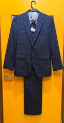 【H2-45】◇Perfect Suit FActory (P.S.FA)　94  A6サイズ　パンツスーツ　紺色　チェック柄