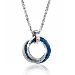 CREATERA [クレアテラ] 2WAYで魅せる サングラスホルダー ネックレス メンズ レディース 3連リング ジルコニア ペンダント 長さ60cm 金属アレルギー対応 サージカルステンレス316L おしゃれ プレゼント ユニセックス ギフト（ブルー） 