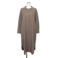 無印良品 良品計画 ワンピース シャツワンピ ロング キーネック XS/S 茶 ブラウン