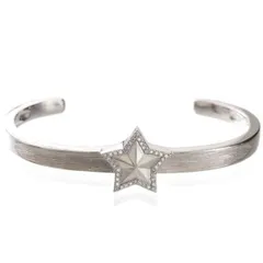 プラチナ バングル メンズ ダイヤモンド 星 スターモチーフ バングルブレスレット Pt900 地金 シンプル 男性用【アクセサリーマート/メルカリShops店】