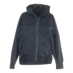 DIESEL (ディーゼル) ナイロン切替 キルティング ストレッチ ジップアップパーカー フーディー ブラック