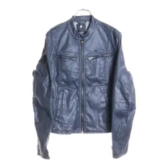 G-STAR RAW (ジースターロウ) 胸ロゴ シングルライダースジャケット ジップアップデニムジャケット ネイビー D03588