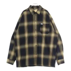 NO BRAND (ノーブランド) CalTop ワッペン ロゴ フランネルシャツ 長袖シャツ ブラック/イエロー
