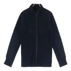 Armani Exchange (アルマーニ エクスチェンジ) レーヨン混 ニット切り替え ハイネック ジップアップジャケット ネイビーのサムネイル