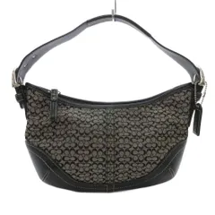 コーチ COACH 美品 ハンドバッグ ワンショルダー シグネチャー 総柄 グレー 黒 ブラック 6351 /AE ■WY