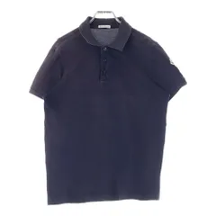 MONCLER (モンクレール) MAGLIA POLO ロゴワッペン 鹿の子編み半袖ポロシャツ ネイビー H20918A7051084556