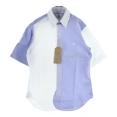 BLACK FLEECE BY BROOKS BROTHERS (ブラック フリース バイ ブルックス ブラザーズ) パネルランダム ストライプ ボタンダウン 長袖シャツ ホワイト/ブルー