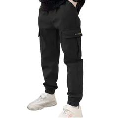 [Belle Iza Bella] カーゴパンツ キッズ ロングパンツ 長ズボン ワイドパンツ (JP, 身長, 140, ブラック) [ブラック] [140]