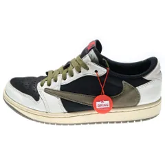 NIKE (ナイキ) ×TRAVIS SCOTT WMNS AIR JORDAN 1 LOW OG Medium Olive DZ4137-106 トラヴィススコット ウィメンズ エアジョーダン1 ローカットスニーカー US10/27.0cm