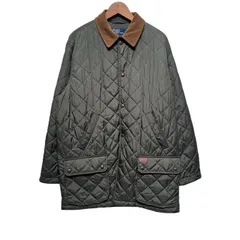 POLO by RALPH LAUREN　キルティングジャケット　ハンティングジャケット　アウター　襟コーデュロイ　フロントポケット　スナップボタン　無地　ワンポイント　ブランドロゴ　古着
