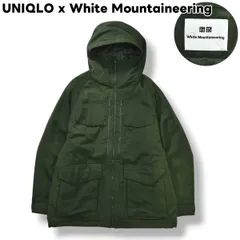 ユニクロ UNIQLO x ホワイトマウンテニアリング White Mountaineering ハイブリッド ダウン オーバーサイズ パーカー ウィンド ジャケット 裏地 キルティング L ダークグリーン タウンユース レジャー メンズ