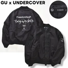 【人気】 ジーユー GU x アンダーカバー UNDERCOVER FREEDOM NOISE ダブルネーム プリント MA－1 ジャケット ブルゾン ジャンパー 裏地 中綿 XL ブラック ストリート カジュアル メンズ
