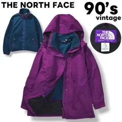 日本製 90s ヴィンテージ ノースフェイス THE NORTH FACE ゴアテックス GORE－TEX マウンテン パーカーナイロン ジャケット フリース ライナー M パープル x グリーン アウトドア レディース ♪