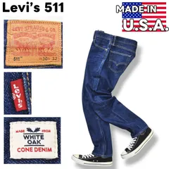 【濃紺】 USA製 リーバイス Levi's 511 スリムフィット デニム パンツ ジーンズ ジーパン Gパン ジップアップ 5ポケット ホワイトオーク white oak W30 x L32 インディゴ アメカジ メンズ