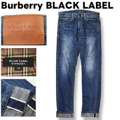 日本製 バーバリー ブラックレーベル Burberry BLACK LABEL  ストレッチ スキニー デニム パンツ ジーンズ ジーパン Gパン ジップアップ 赤耳 セルビッチ ノバチェック 切替 70 インディゴ メンズ