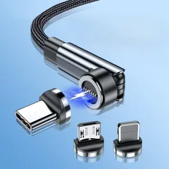 マグネット式  充電ケーブル ２m タイプC Type C 7ピン 180度＋360度 540度回転 充電コード 磁石 Type-C端子