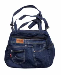 デニム リメイク ショルダートートバッグ マルチポケット仕様