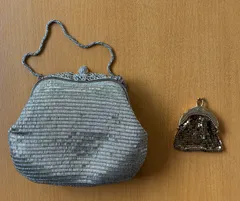 昭和レトロ　シルバー　ビーズ　パーティバッグ　メタルメッシュ　小銭入れ　まとめ売り