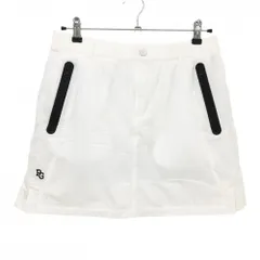 【超美品】パーリーゲイツ スカート 白×黒 後裾ロゴプリント メッシュ裏地 レディース 2(L) ゴルフウェア PEARLY GATES