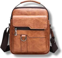 Ken R ショルダーバッグ メンズ レディース 革 サコッシュ 小さめ ミニ 大きめ レザー ビジネスバッグ 鞄 スマホ (キャメル)