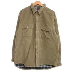 エディーバウアー EDDIE BAUER 00s 美品 コーデュロイ シャツ ジャケット チェック裏地 ベージュ L