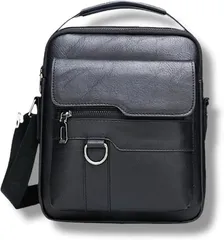 Ken R ショルダーバッグ メンズ レディース 革 サコッシュ 小さめ ミニ 大きめ レザー ビジネスバッグ 鞄 スマホ (ブラック)