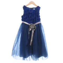 キャサリンコテージ 溢れる薔薇のラメチュールドレス ノースリーブ コサージュ付き 130 ネイビー /UO