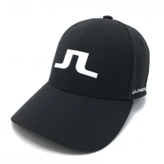 【美品】ジェイリンドバーグ キャップ 黒 格子柄地模様 ロゴ白  ONE SIZE   ゴルフウェア J．LINDEBERG