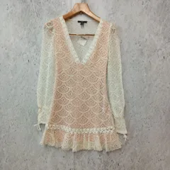 FOREVER21 フォーエバートゥエンティワン 総レース ワンピース レースワンピース Vネック リボン ガーリー Mサイズ ◎_〇□