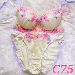 ブラショーツセット C75 花柄刺繍 フラワー柄 豪華刺繍 ビジュー 可愛い キュート 上品 パステルカラー